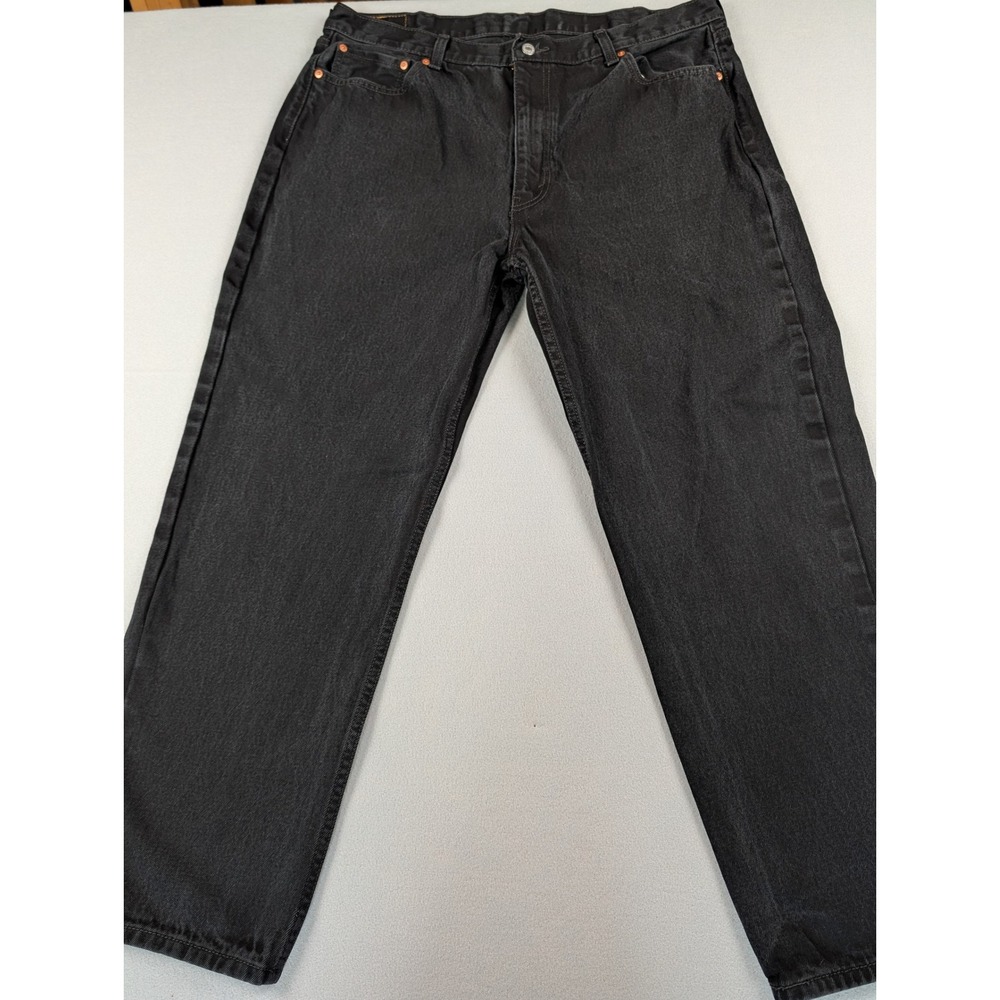 Levis 550 Relaxed Fit Black‎ Denim Jeans Mens 42x32 Faded Tapered Leg 00550-0260